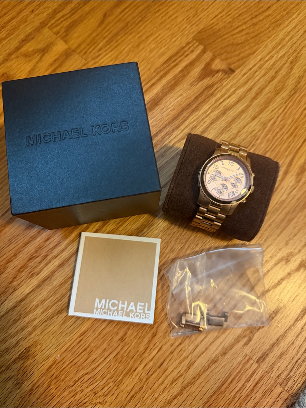 Michael Kors Rose Gold Chronograph Bracelet Watch with Box